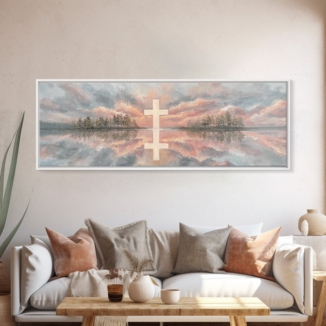 Heavenly Sky Promise – Framed Canvas Print – Christian Art Print – Panoramic Painting – Christian Wall Art – Christian Gift – Christmas Art
