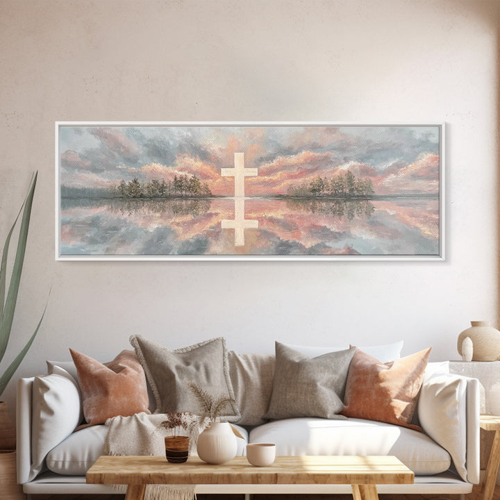 Heavenly Sky Promise – Framed Canvas Print – Christian Art Print – Panoramic Painting – Christian Wall Art – Christian Gift – Christmas Art