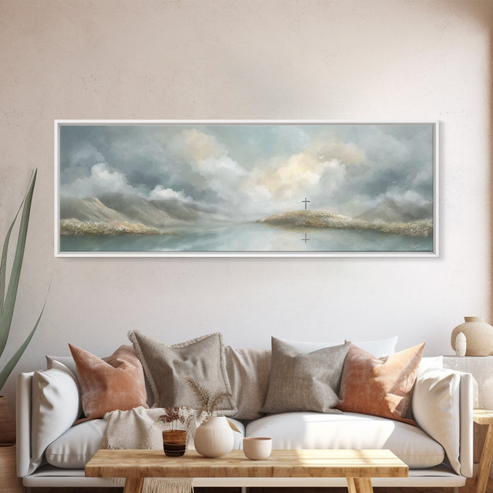 Light Of Redemption, Framed Canvas Print, Christian Painting, Panoramic Wall Art, Christian Art Canvas, Jesus Painting, Christian Decor