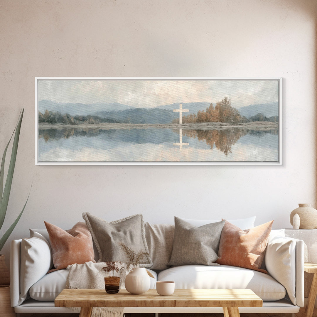 Evening Bethlehem Glow – Framed Canvas Print – Christian Wall Art – Panoramic Frame – Christian Art Canvas – Christmas Art – Christian Gift