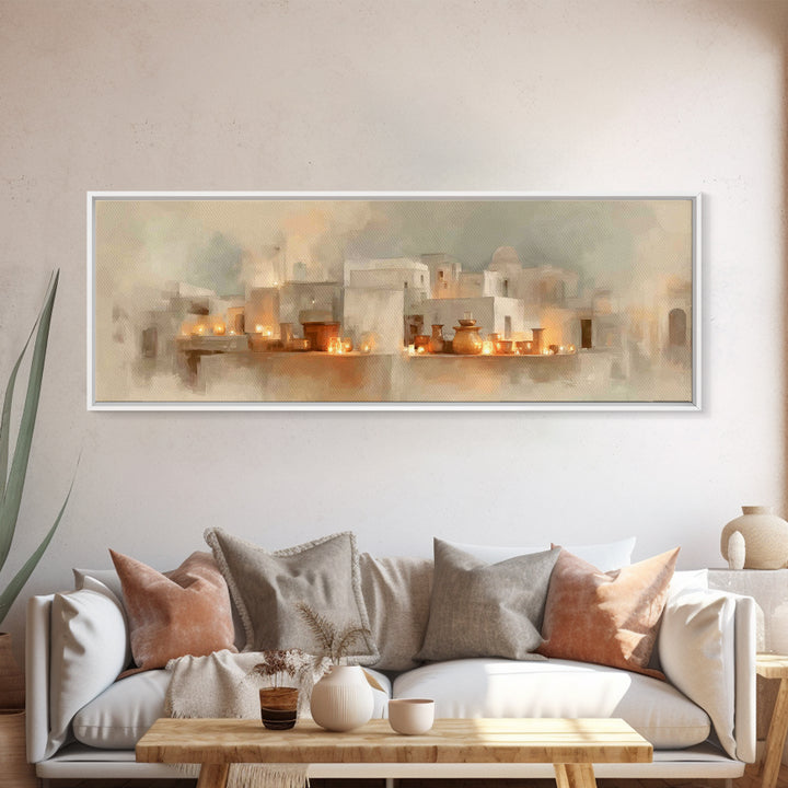 Harbor Of Faith, Framed Canvas Print, Christian Wall Art, Panoramic Art, Christian Art Print, Jesus Painting, Christian Decoration