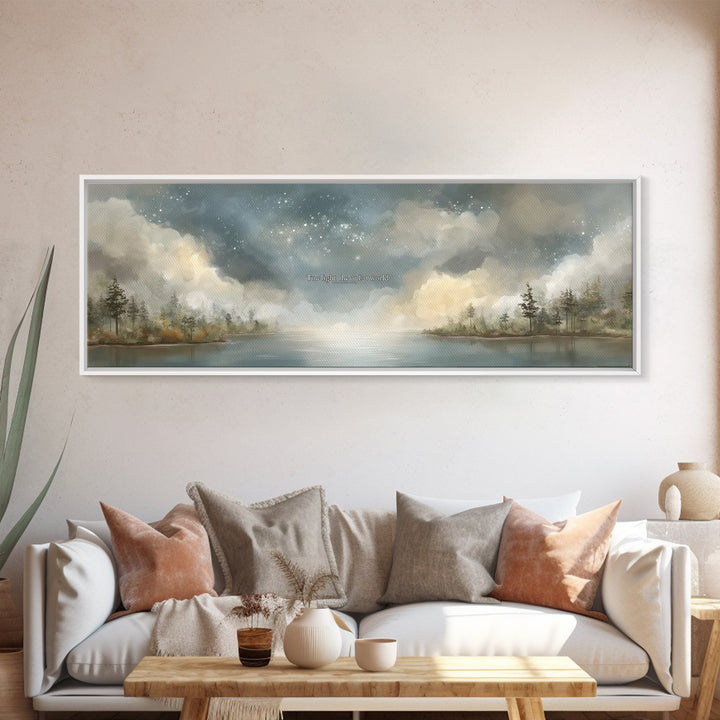 Heaven’s Quiet Light | Framed Canvas Print | Christian Art Work | Panoramic Wall Art | Christian Art Canvas | Christian Decor | Christmas A