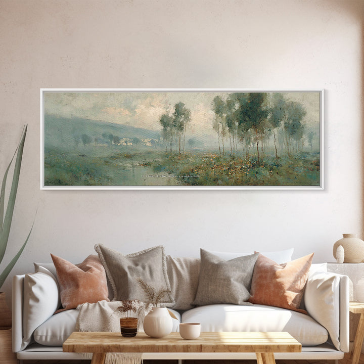Morning Grace Meadow – Framed Canvas Print – Christian Art Painting – Panoramic Print – Christian Wall Art – Christian Art Canvas – Christi