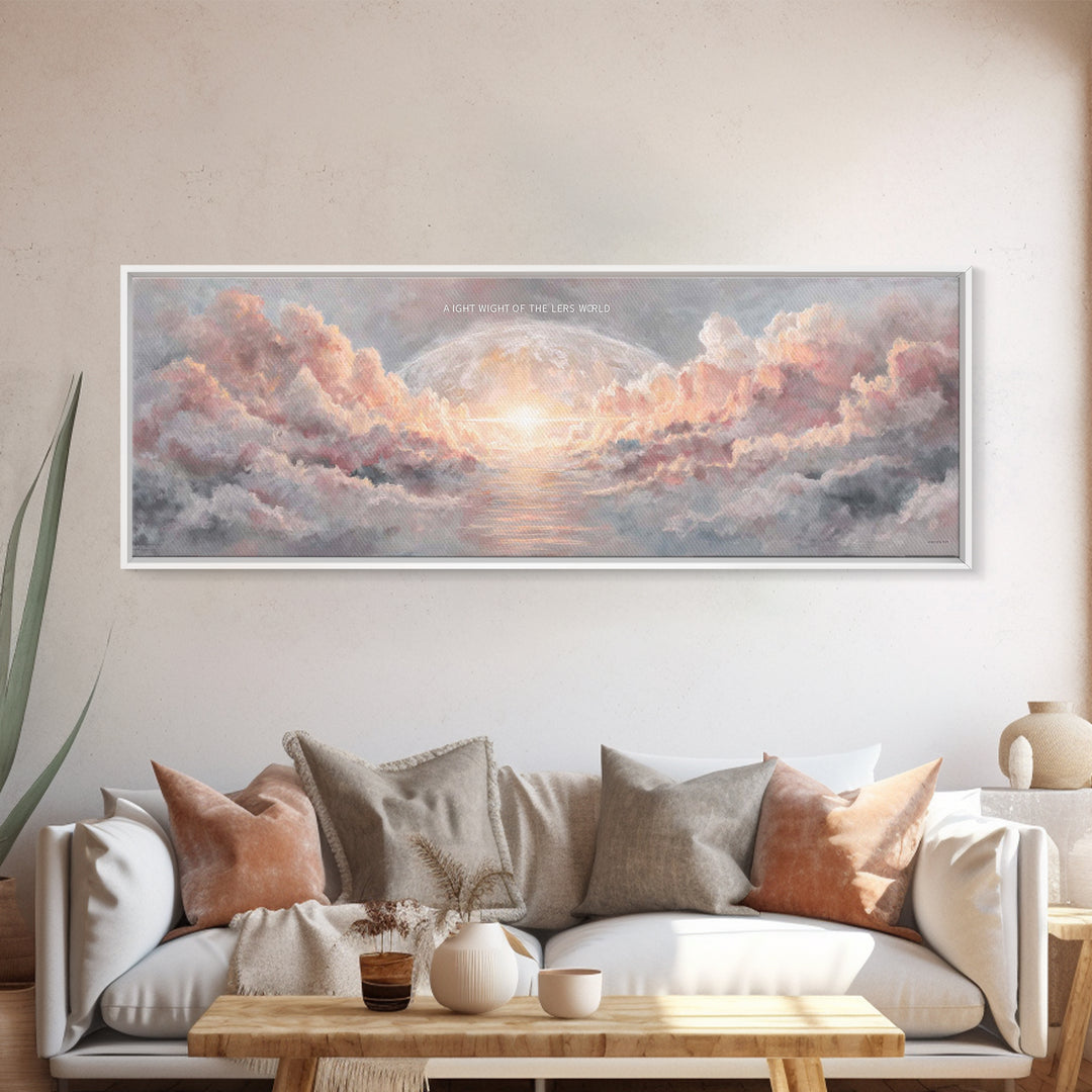 Heavenly Dawn Light – Framed Canvas Print – Christian Wall Art – Christian Art Canvas – Panoramic Art – Jesus Painting – Christmas Art