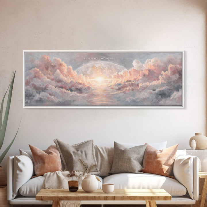 Heavenly Dawn Light – Framed Canvas Print – Christian Wall Art – Christian Art Canvas – Panoramic Art – Jesus Painting – Christmas Art