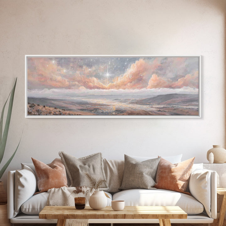 The Guiding Star – Framed Canvas Print – Christian Wall Art – Panoramic Art – Christian Art Canvas – Christmas Art – Christian Decor