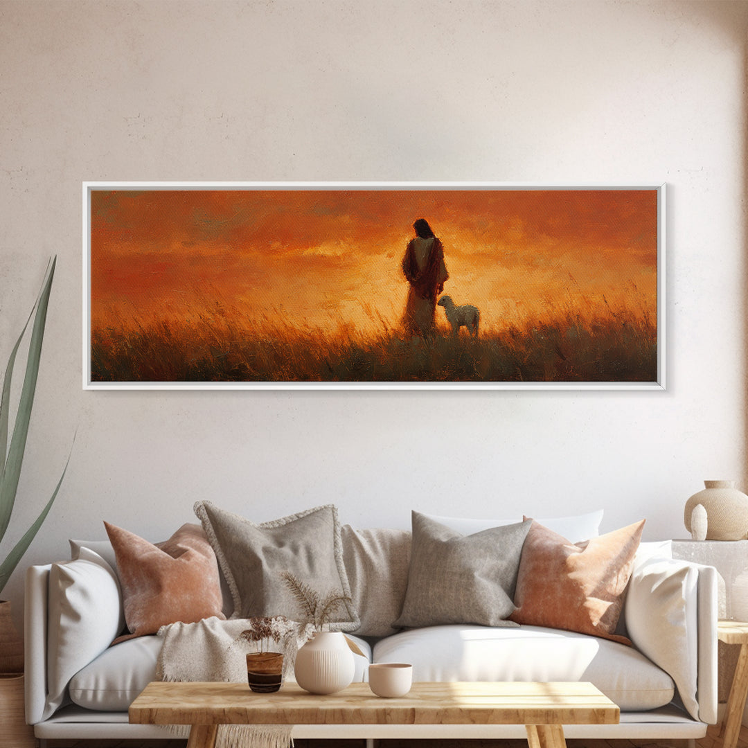 Hillside Promise | Framed Canvas Print | Christian Art Work | Jesus Painting | Extra Wide Art | Christian Christmas Art | Christian Decorat
