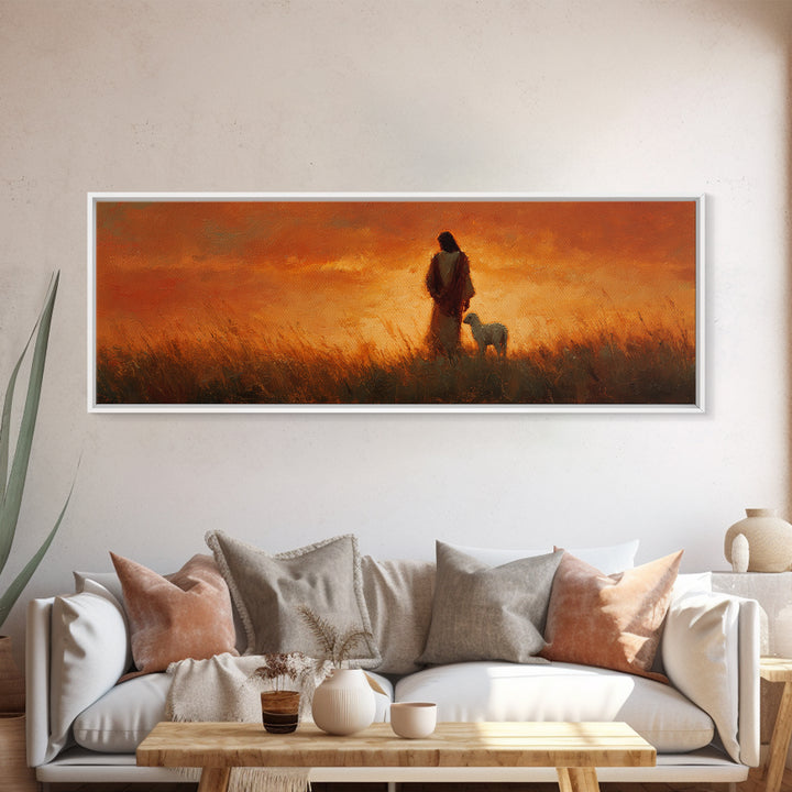 Hillside Promise | Framed Canvas Print | Christian Art Work | Jesus Painting | Extra Wide Art | Christian Christmas Art | Christian Decorat