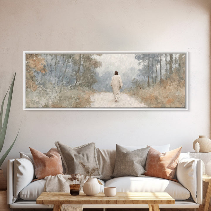 Waters Of Stillness – Framed Canvas Print – Christian Art Painting – Jesus Canvas Art – Panoramic Art – Christian Christmas Art – Subtle Ch