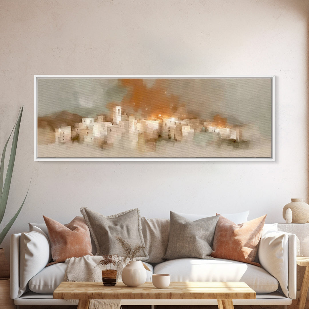 Bethlehem Glow | Framed Canvas Print | Christian Wall Art | Panoramic Art | Christian Art Print | Christmas Art | Unique Christian Art