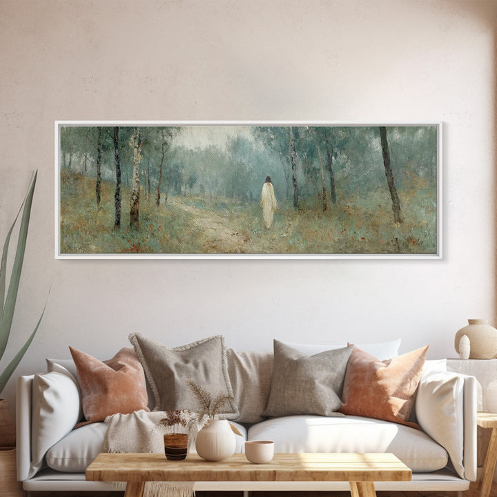 Forest Of Glory – Framed Canvas Print – Christian Wall Art – Panoramic Art – Jesus Painting – Christian Art Canvas – Modern Christian Art –