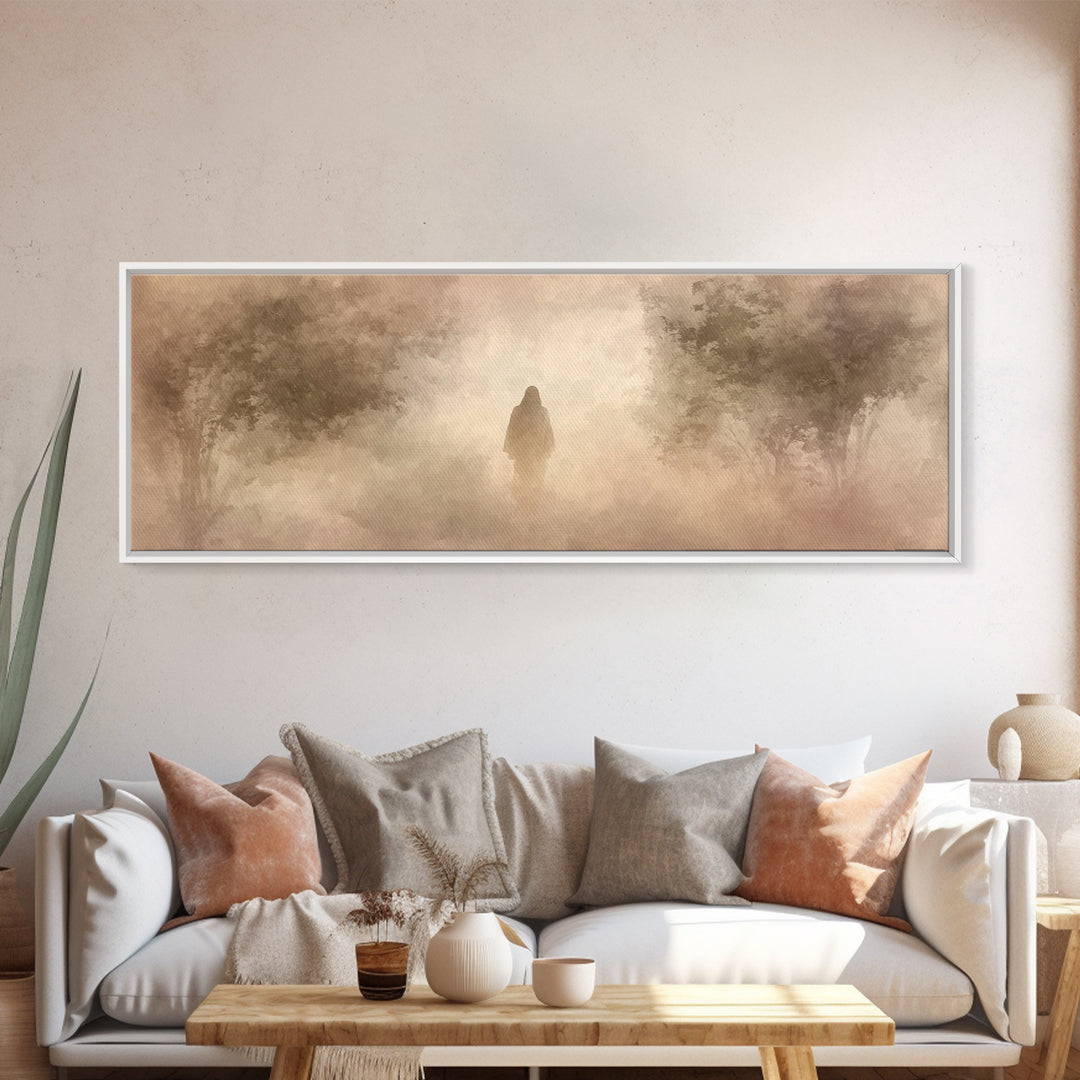 Quiet Divine Path | Framed Canvas Print | Panoramic Painting | Christian Wall Art | Christian Art Work | Subtle Christian Art | Large Chris