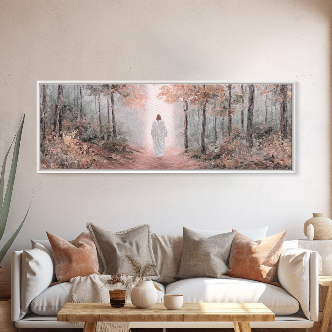 Walk In His Light – Framed Canvas Print – Christian Art Canvas – Panoramic Frame – Christian Wall Art – Christian Art Print – Moody Christi