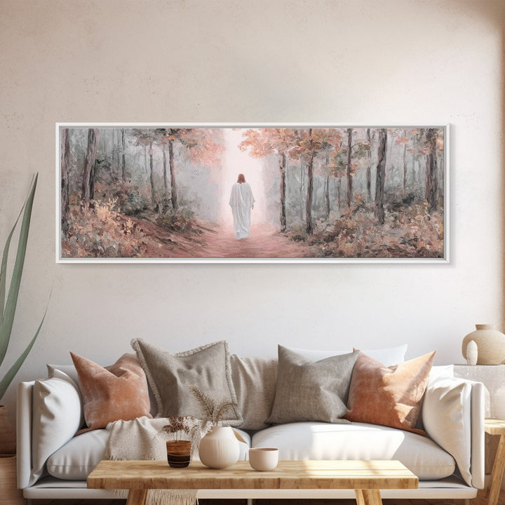 Walk In His Light – Framed Canvas Print – Christian Art Canvas – Panoramic Frame – Christian Wall Art – Christian Art Print – Moody Christi