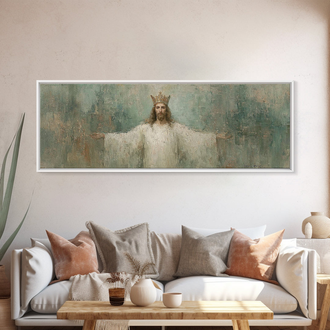 Whispered Hope, Framed Canvas Print, Panoramic Wall Art, Christian Art Canvas, Abstract Christian Art, Modern Christian Painting, Christian