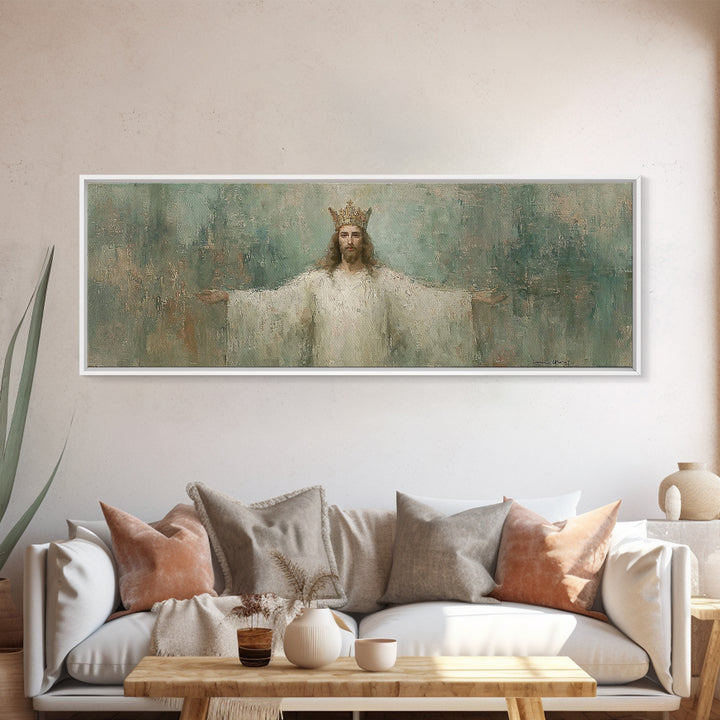Whispered Hope, Framed Canvas Print, Panoramic Wall Art, Christian Art Canvas, Abstract Christian Art, Modern Christian Painting, Christian