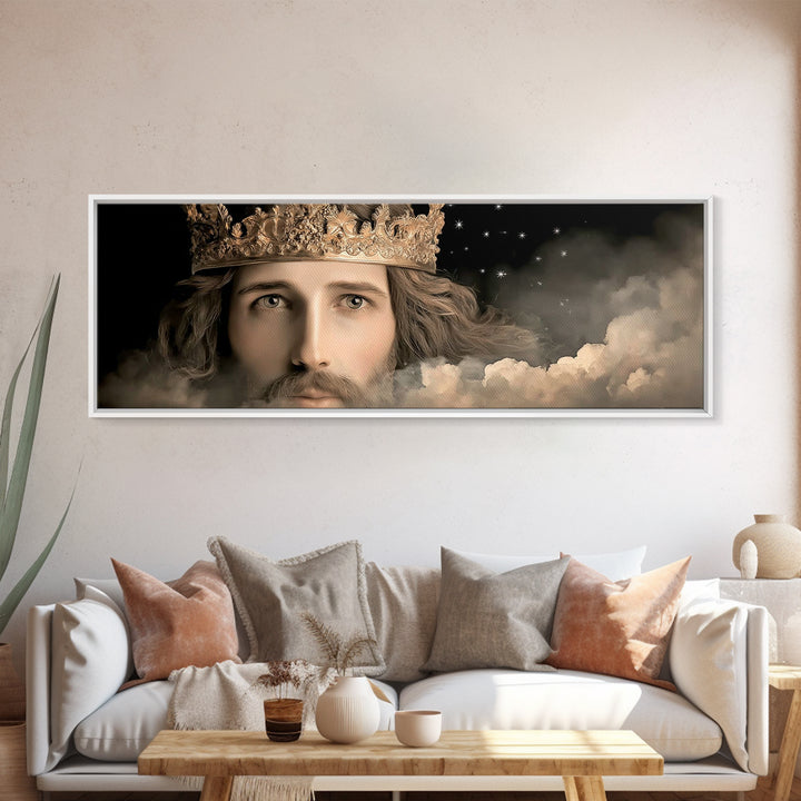Crowned In Majesty – Framed Canvas Print – Panoramic Print – Christian Wall Art – Jesus Painting – Christian Art Canvas – Large Jesus Paint
