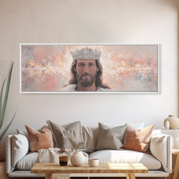 King Of Heaven | Framed Canvas Print | Panoramic Art | Jesus Canvas Art | Christian Wall Art | Modern Christian Art | Christian Art Prints