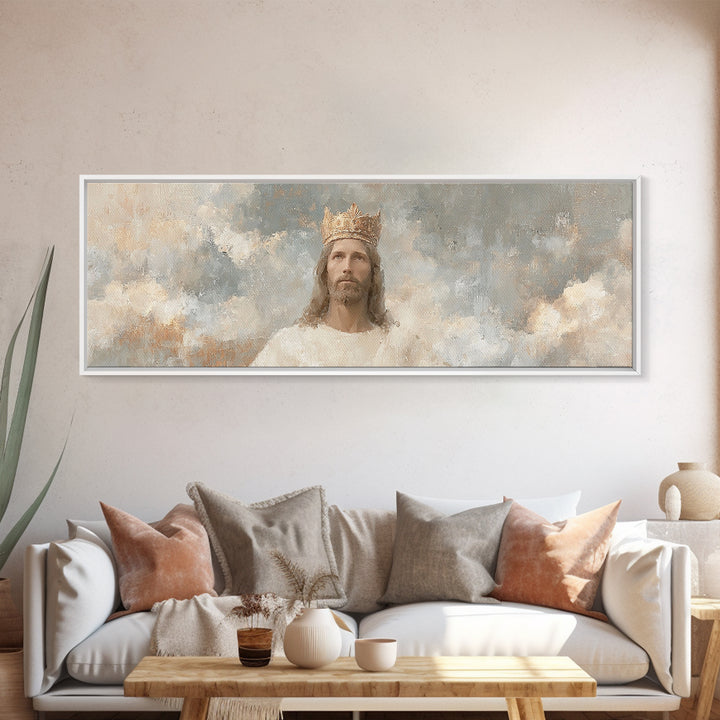 Radiant Crown Light, Framed Canvas Print, Panoramic Painting, Christian Wall Art, Jesus Painting, Christian Art Canvas, Modern Christian Ar