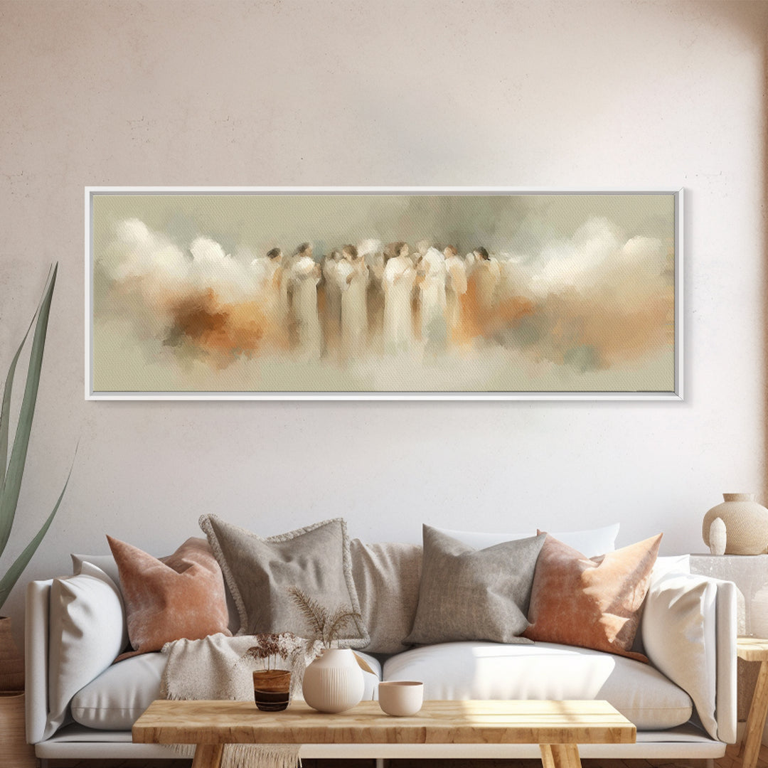 Heavenly Gathering – Framed Canvas Print – Christian Art – Panoramic Wall Art – Christian Art Prints – Christmas Art – Christian Decor For