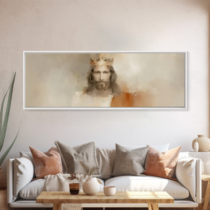Eternal King Glory – Framed Canvas Print – Panoramic Wall Art – Christian Art Work – Jesus Painting – Christian Art Canvas – Large Christia