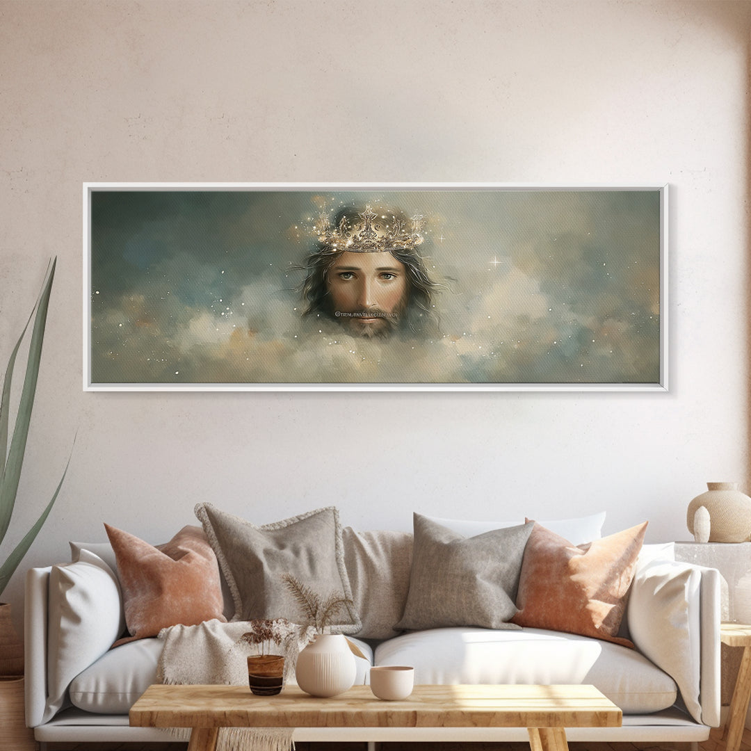 Heavenly Crown – Framed Canvas Print – Christian Wall Art – Jesus Painting – Panoramic Art – Christian Christmas Art – Christian Decor