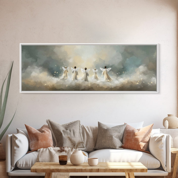 Angelic Hope Rise, Framed Canvas Print, Christian Paintings, Panoramic Frame, Christian Art Canvas, Christmas Art Prints, Christian Decorat