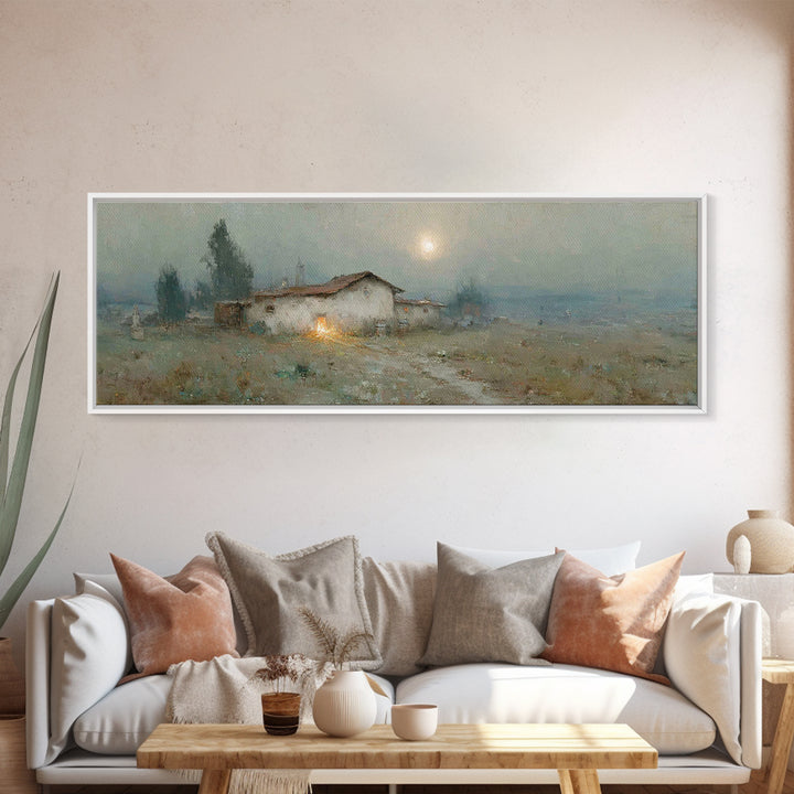 Quiet Bethlehem Glow | Framed Canvas Print | Panoramic Art | Christmas Wall Art | Christian Art Canvas | Christmas Art Prints | Christian D