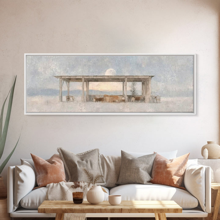 Winter Pasture Grace – Framed Canvas Print – Panoramic Art – Christian Wall Art – Christmas Art – Christian Art Canvas – Christmas Decorati