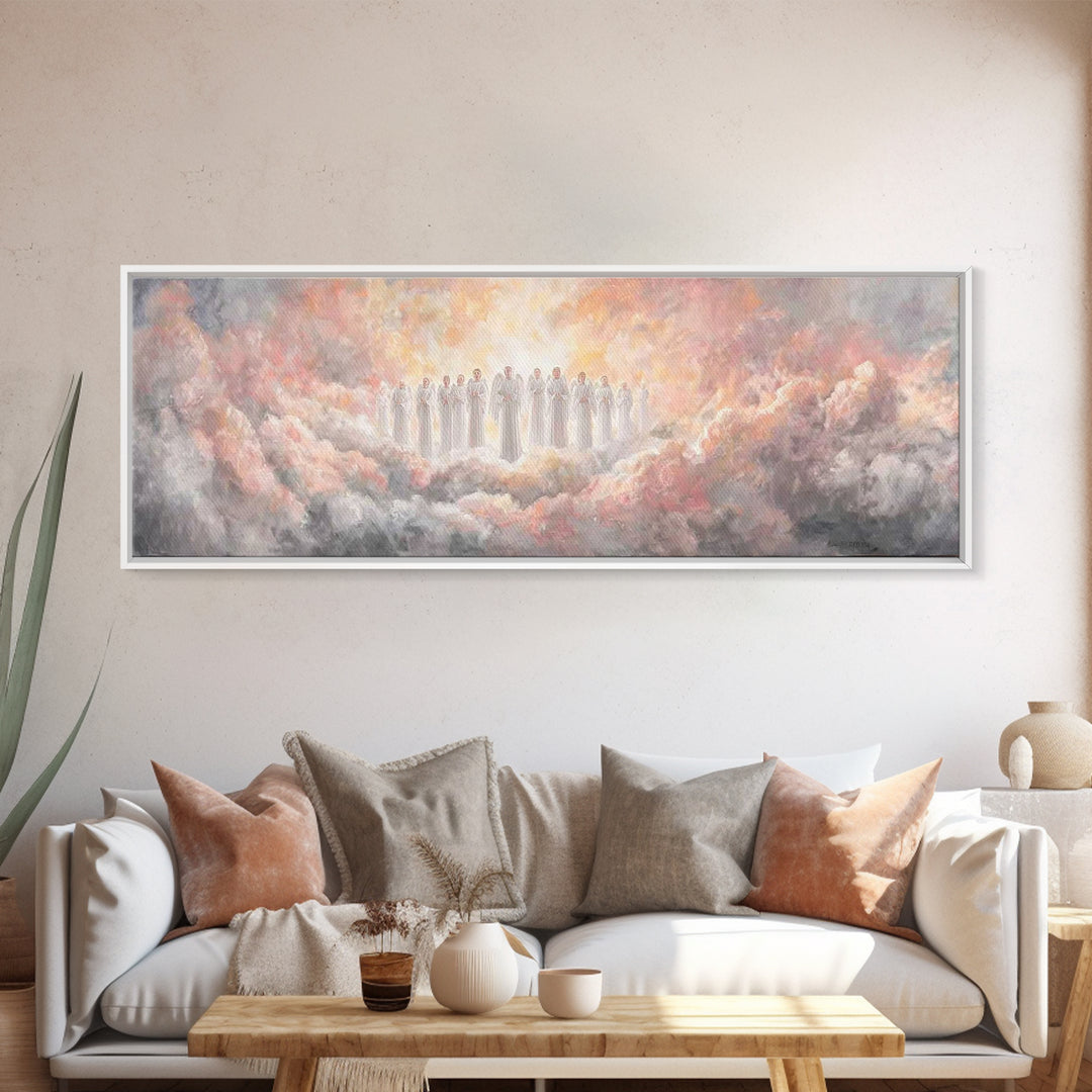 Cloudborne Angels | Framed Canvas Print | Christian Art Work | Panoramic Art | Christian Canvas Art | Christmas Wall Art | Christian Gift