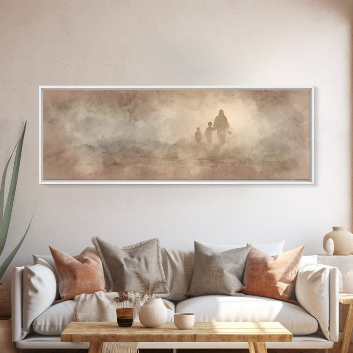 Path Of Light, Framed Canvas Print, Christian Wall Art, Jesus Painting, Panoramic Art, Christian Art Canvas, Christmas Wall Art