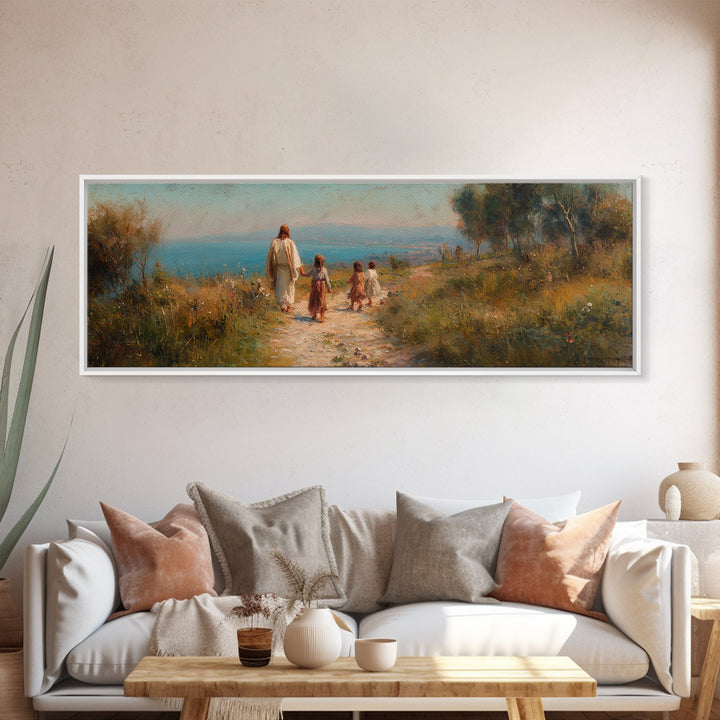 Hillside Grace – Framed Canvas Print – Christian Art Canvas – Panoramic Painting – Christian Wall Art – Jesus Painting – Christian Christma
