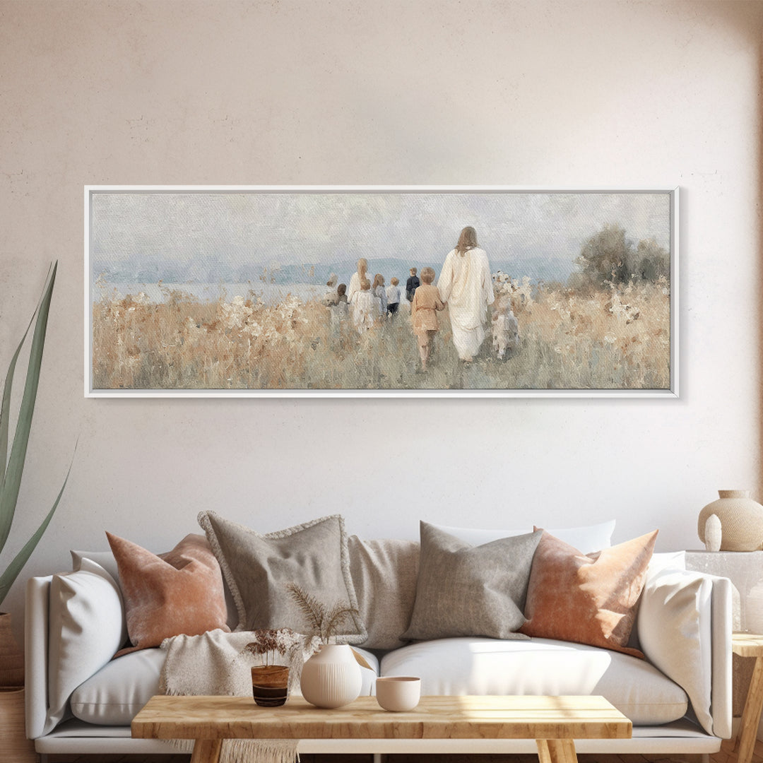 Shepherd’s Dawn – Framed Canvas Print – Christian Wall Art – Panoramic Art – Christian Christmas Art – Jesus Painting – Christian Art Work
