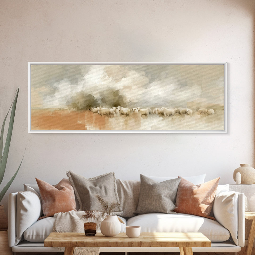 Gentle Shepherd – Framed Canvas Print – Christian Art Canvas – Panoramic Art – Christian Wall Art – Christmas Art – Jesus Painting