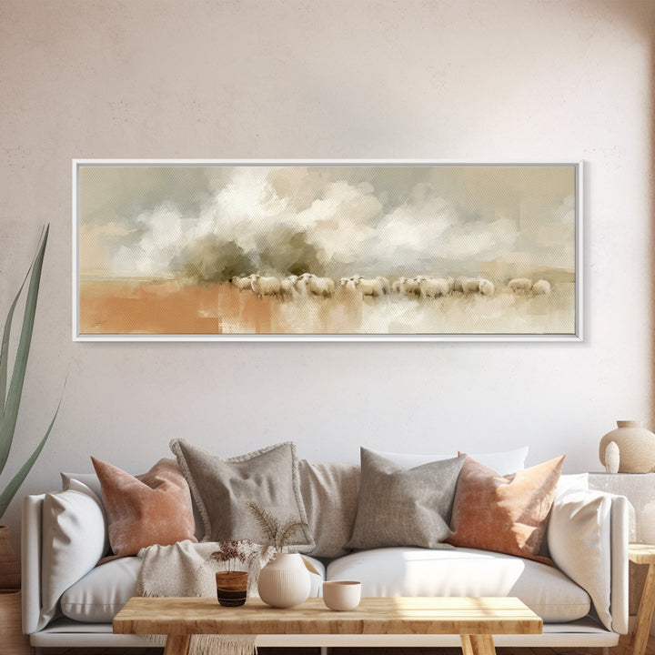 Gentle Shepherd – Framed Canvas Print – Christian Art Canvas – Panoramic Art – Christian Wall Art – Christmas Art – Jesus Painting