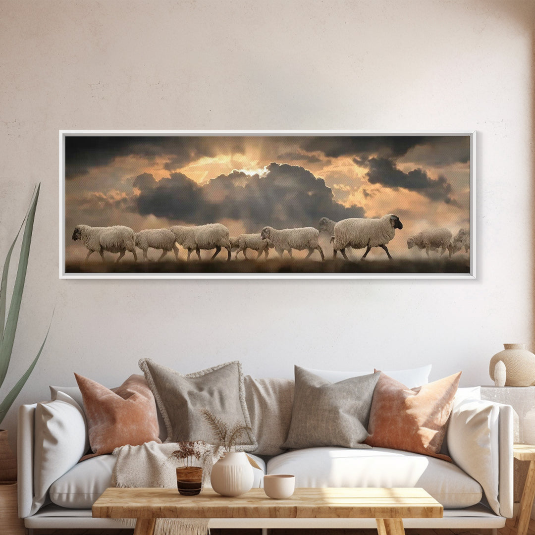 Fields Of Peace | Framed Canvas Print | Christian Wall Art | Panoramic Painting | Christian Art Canvas | Christian Christmas Art | Jesus Pa