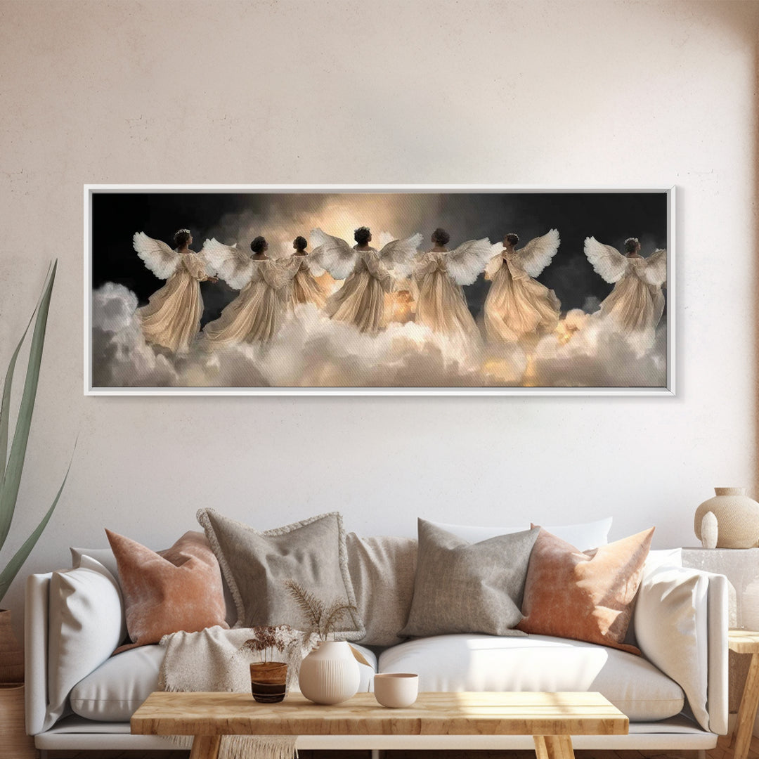 Radiant Hosts – Framed Canvas Print – Christian Wall Art – Panoramic Painting – Christian Art Canvas – Christmas Art – Christian Gift Ideas