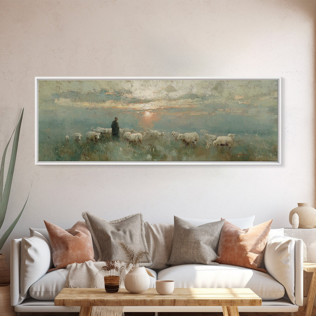 Horizon Of Peace, Framed Canvas Print, Panoramic Print, Christian Wall Art, Christian Art Canvas, Jesus Painting, Christmas Art