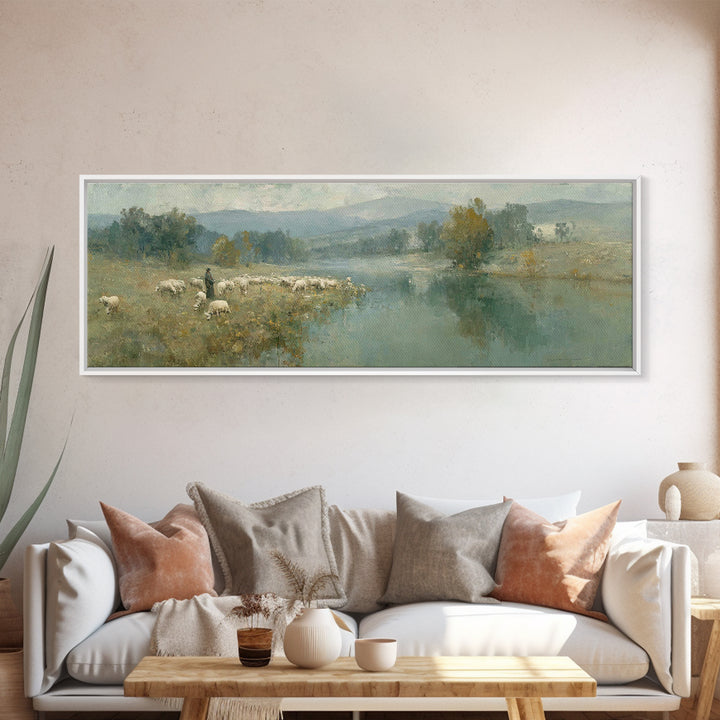 The Gentle Guide – Framed Canvas Print – Extra Wide Art – Christian Wall Art – Christian Painting – Jesus Canvas Art – Christian Christmas