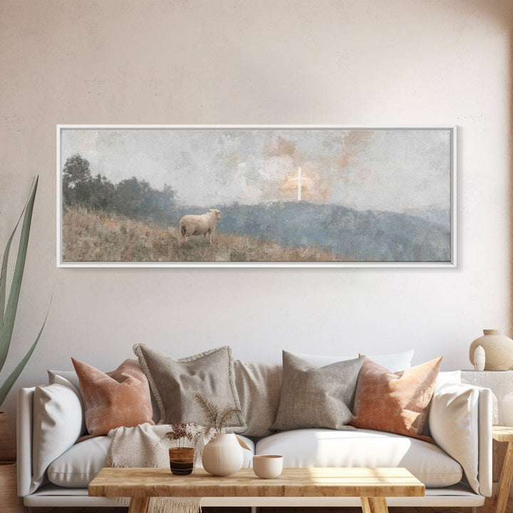Valley Of Mercy – Framed Canvas Print – Panoramic Wall Art – Christian Art Gift – Modern Christian Art – Jesus Painting – Christmas Art Pri