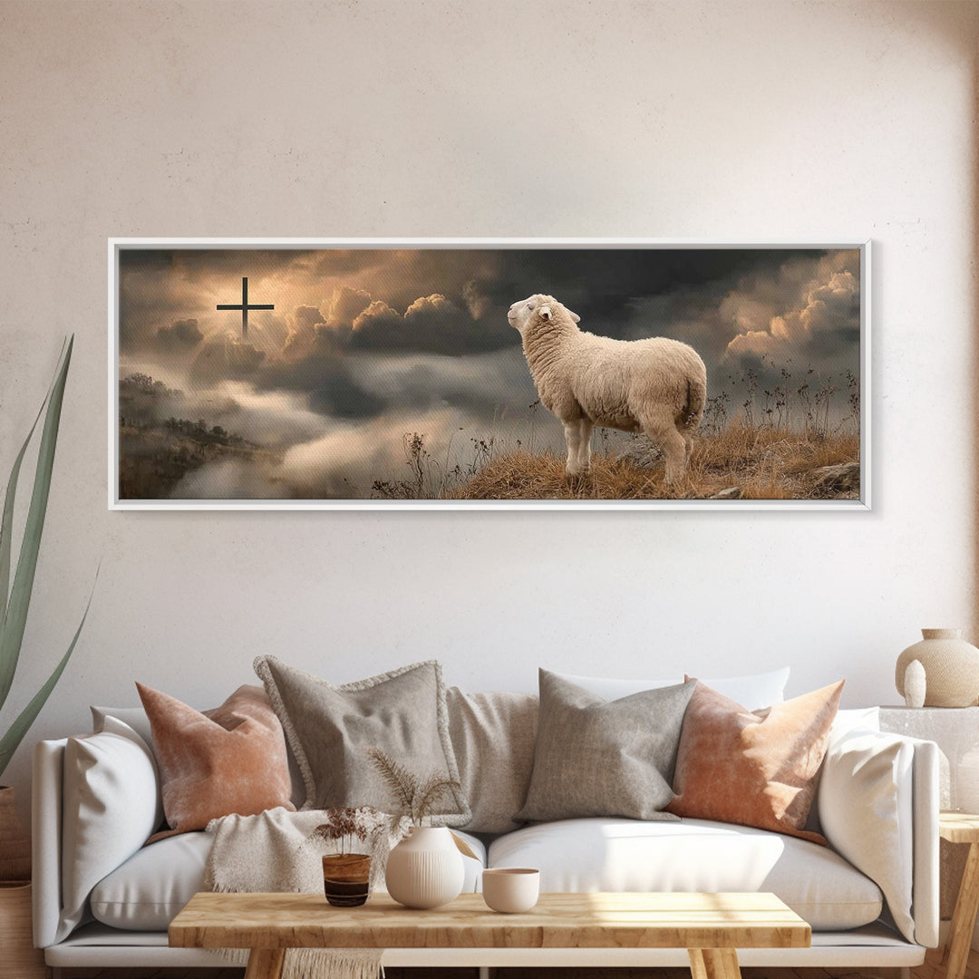 Dawn Of Salvation, Framed Canvas Print, Panoramic Painting, Christian Wall Art, Christian Art Canvas, Jesus Painting Canvas, Christmas Art