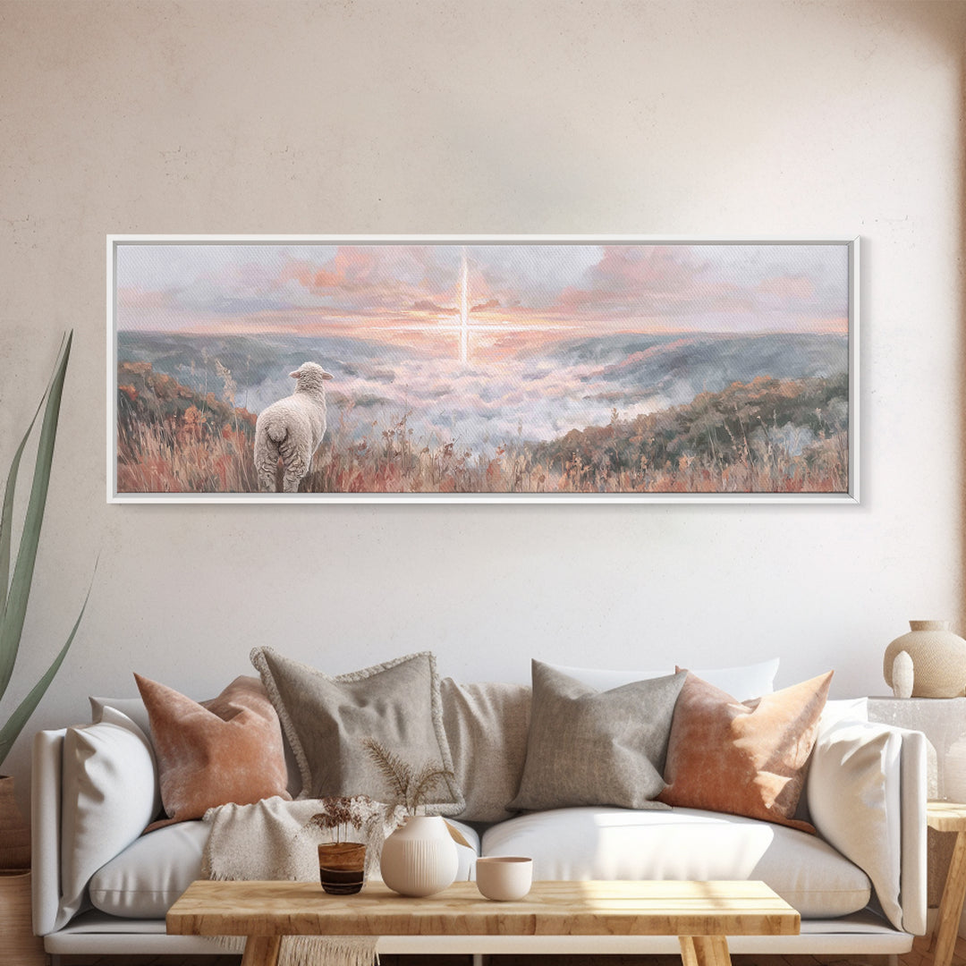 Crosslight Horizon | Framed Canvas Print | Panoramic Print | Christian Wall Art | Christian Art Painting | Jesus Canvas Art | Christian Chr