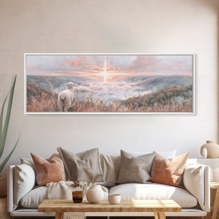 Crosslight Horizon | Framed Canvas Print | Panoramic Print | Christian Wall Art | Christian Art Painting | Jesus Canvas Art | Christian Chr