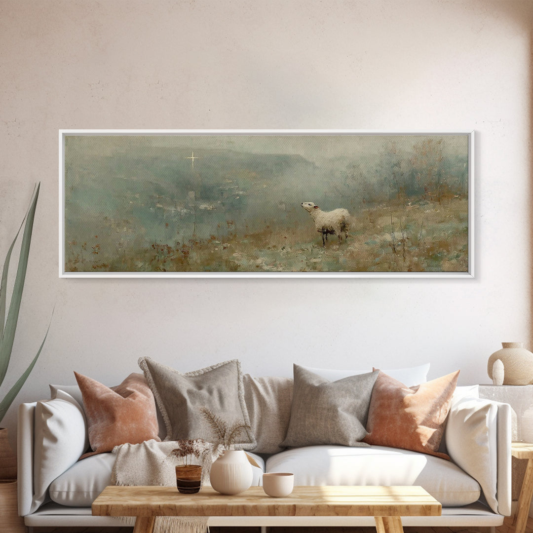 Hillside Grace | Framed Canvas Print | Panoramic Painting | Christian Art Canvas | Christian Christmas Art | Subtle Christian Art | Christi