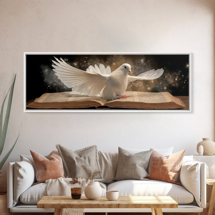 Holy Fire Light, Framed Canvas Print, Panoramic Frame, Christian Art Canvas, Moody Christian Art, Christian Christmas Decor, Christian Wall