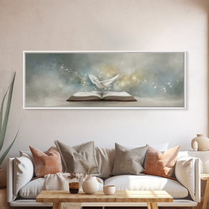 Spirit Of Scripture | Framed Canvas Print | Extra Wide Art | Christian Art Work | Christian Wall Art | Christmas Art Prints | Modern Christ
