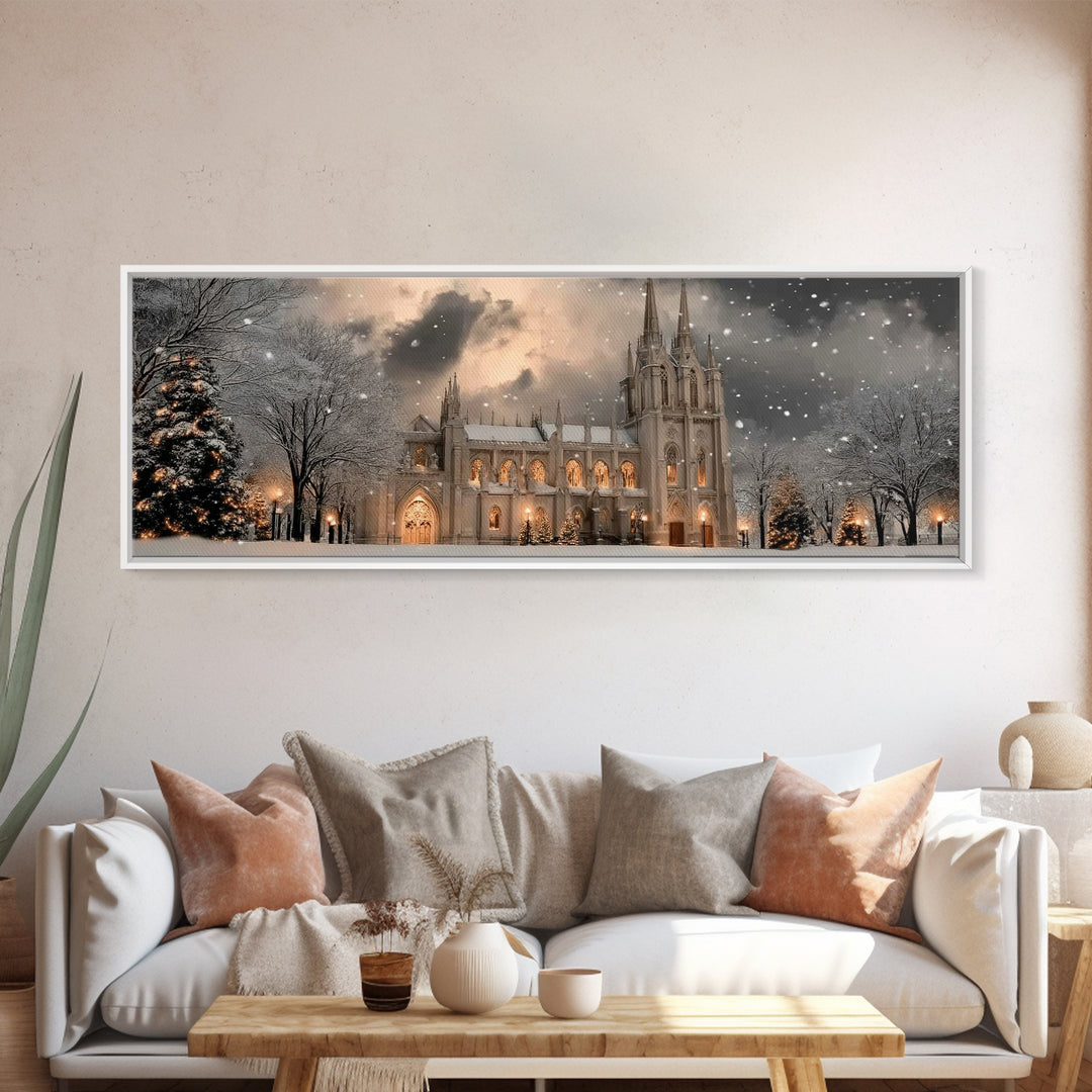 Cathedral Wonder | Framed Canvas Print | Christian Art Canvas | Panoramic Art | Christmas Wall Art | Christian Christmas Art | Christian Gi