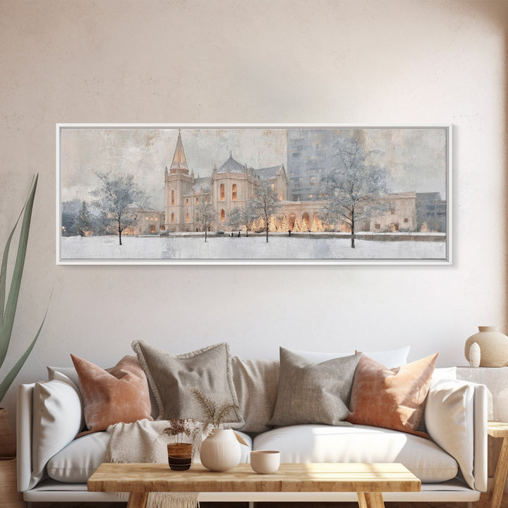 Sanctuary At Dusk - Framed Canvas Print - Christian Art Canvas - Panoramic Frame - Christmas Wall Art - Christian Decoration - Unique Chris
