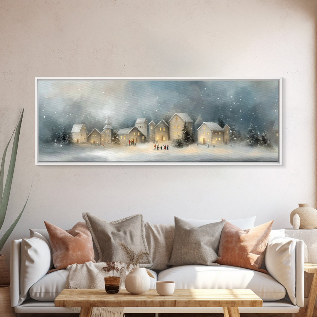 Peaceful Village Star - Framed Canvas Print - Christian Wall Art - Panoramic Art - Christmas Art - Christian Art Canvas - Christmas Wall Ar