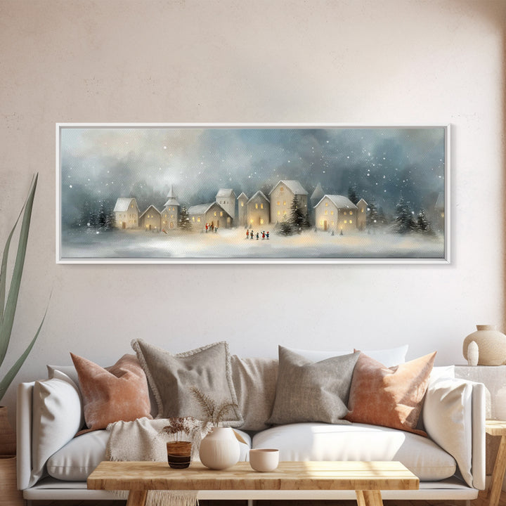 Peaceful Village Star - Framed Canvas Print - Christian Wall Art - Panoramic Art - Christmas Art - Christian Art Canvas - Christmas Wall Ar